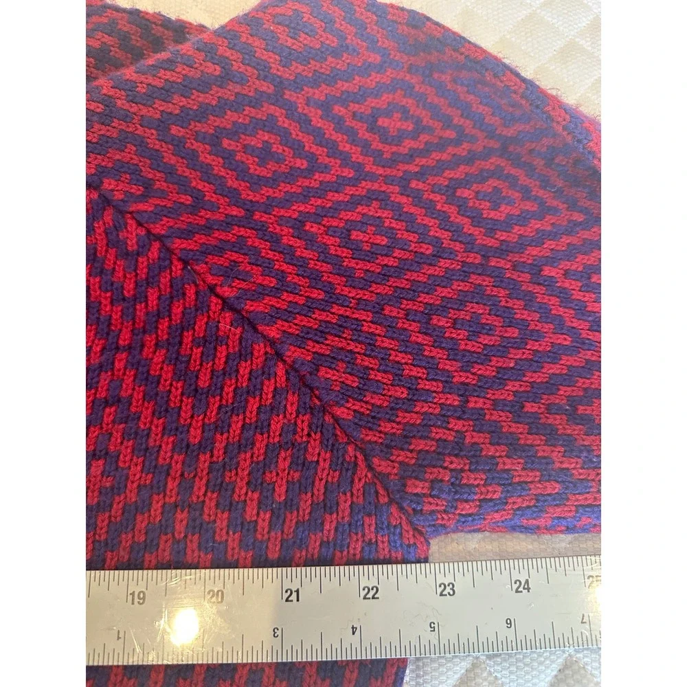 Vintage 70s Donegal Estate Knit Grandpa Sweater Purple Red Diamond Pattern XL